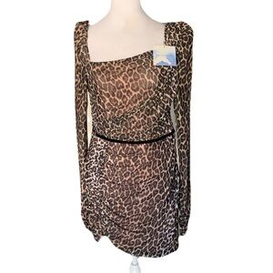 NWT Revolve MAJORELLE Leopard Print Asymmetrical Large Mini Dress Date Night